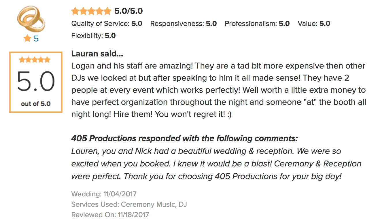 OKC Wedding DJ Review